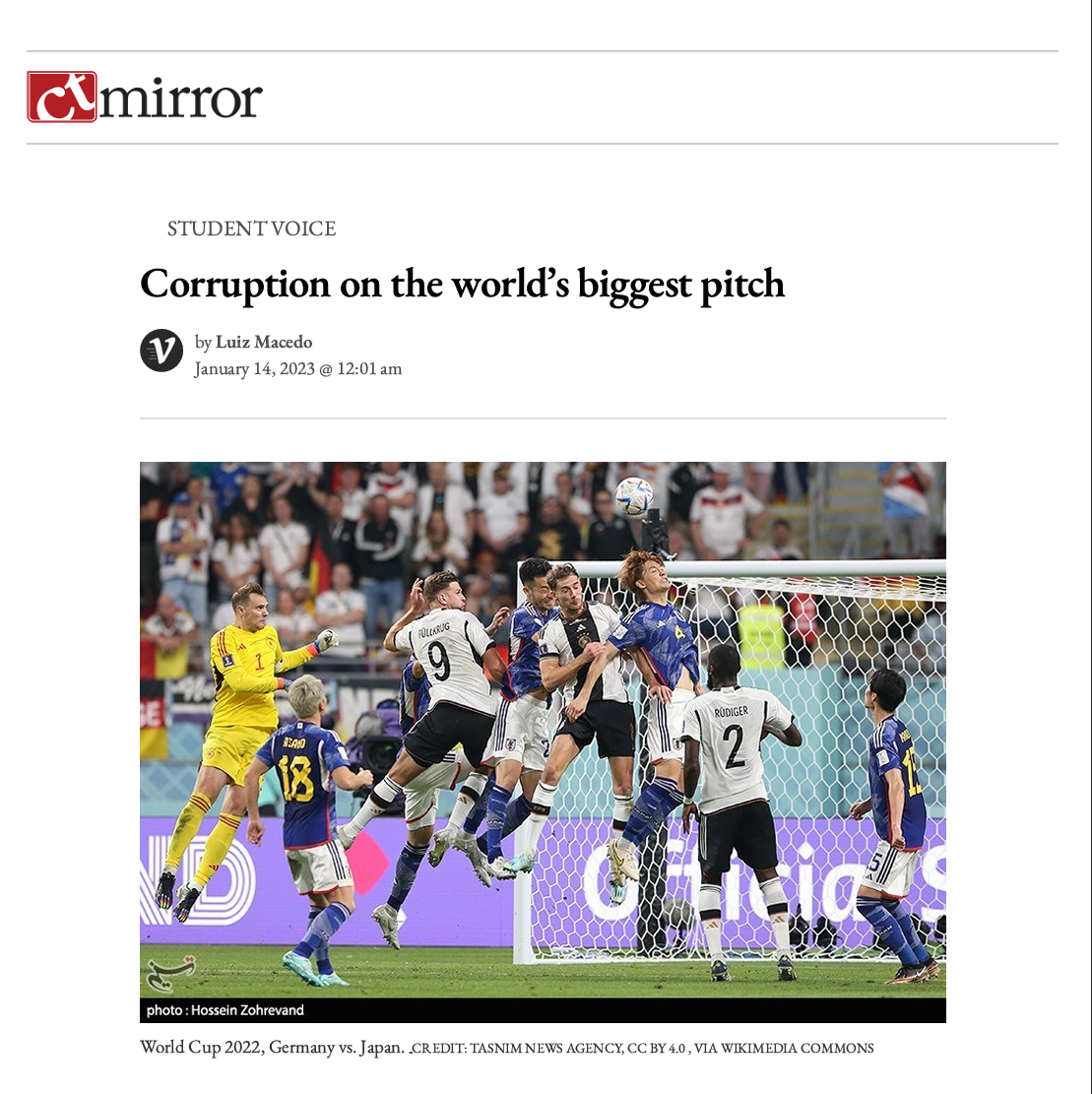 Soccer article cover